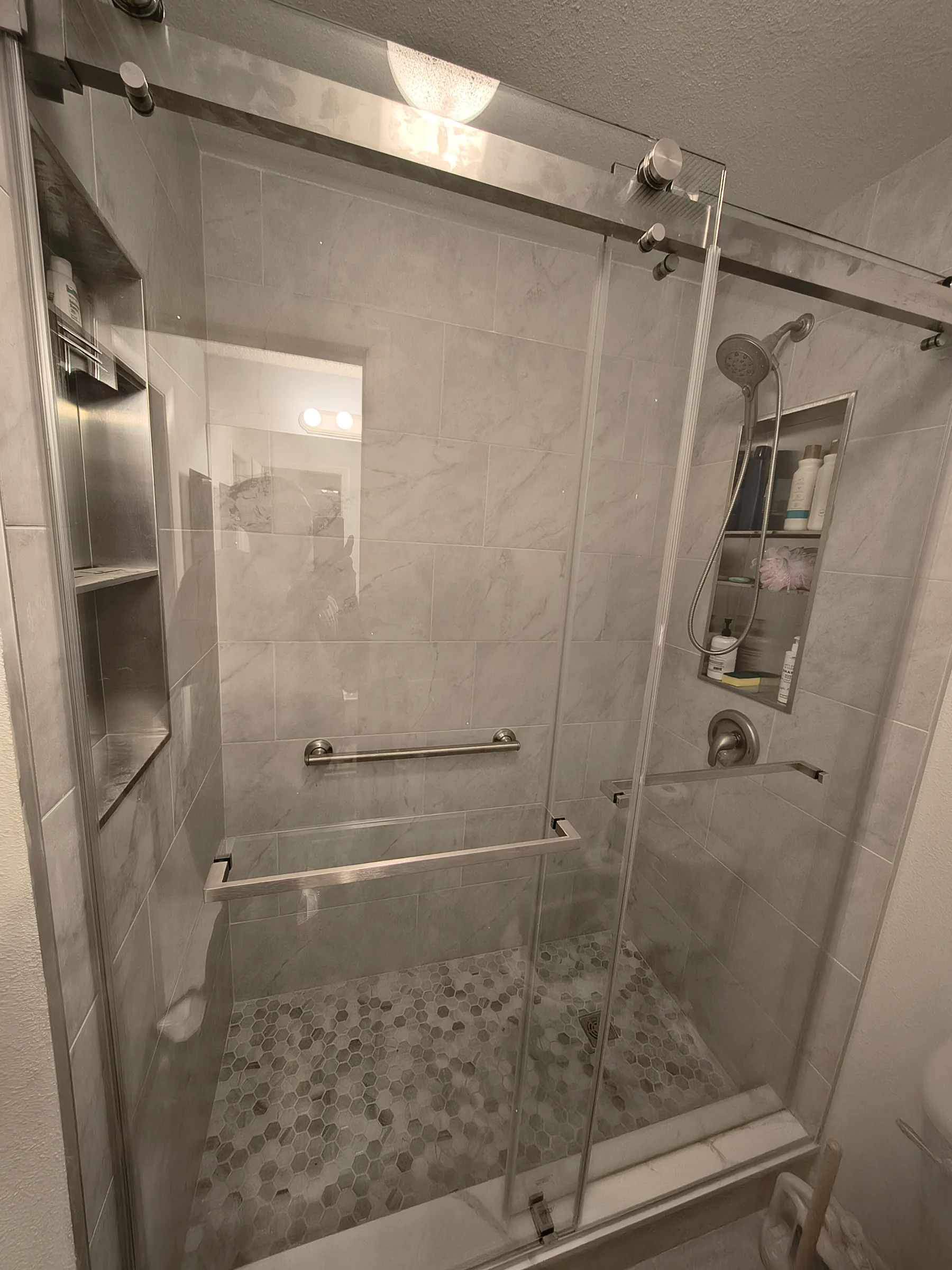 Completed walk-in shower